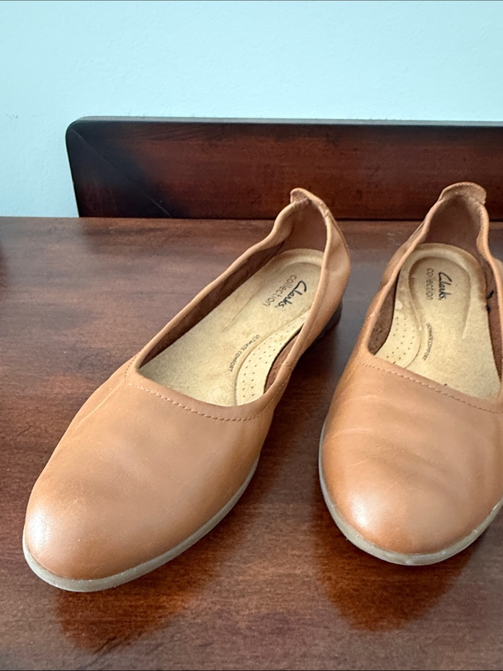 Clarks Tan Leather Ballet Flats